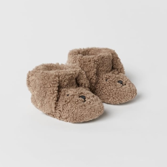 NWT Zara Size 10.5 Puppy dog faux shearling slippers - Picture 3 of 5